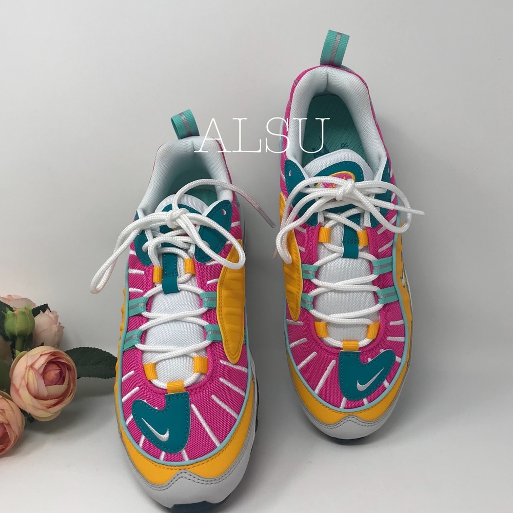 Nike Air Max 98 Spirit Teal Pink Yellow Green W - Picture 3 of 8